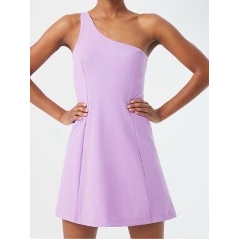 Outdoor Voices One Shoulder Dress Built-In Shorts Liner Lavender - Picture 5 of 5
